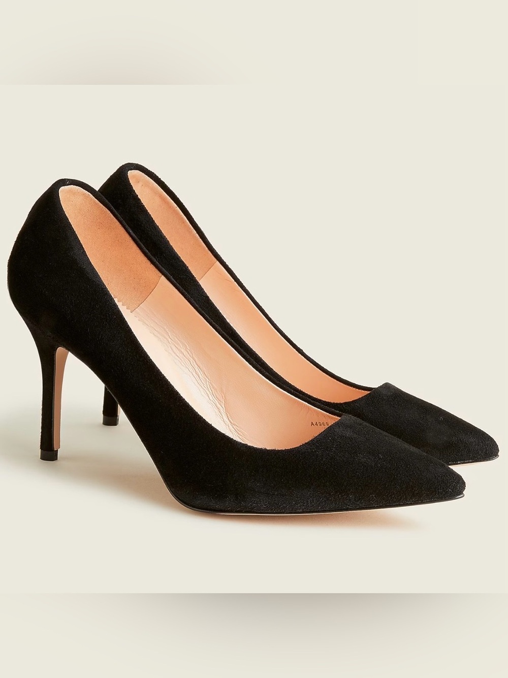 NEW J. Crew Elsie black suede pump stiletto A4969 $248 size 8 capsule wardrobe